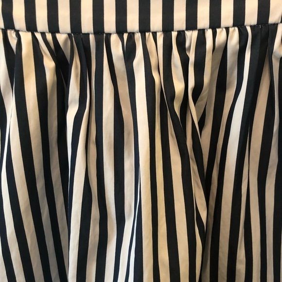 Zara Woman Navy White Striped Crisp Coastal Career Midi Skirt SZ M Cotton - Picture 6 of 6